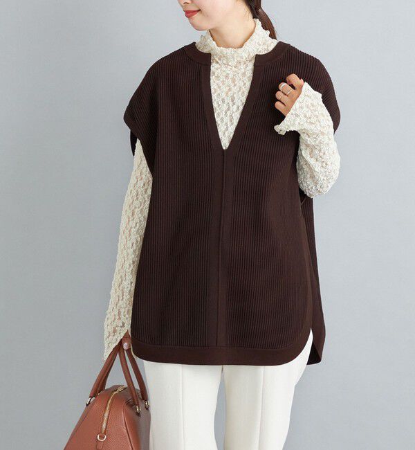 SHIPS for women「〈手洗い可能〉裾ラウンドVネックベスト◇」|ベスト・ジレ|