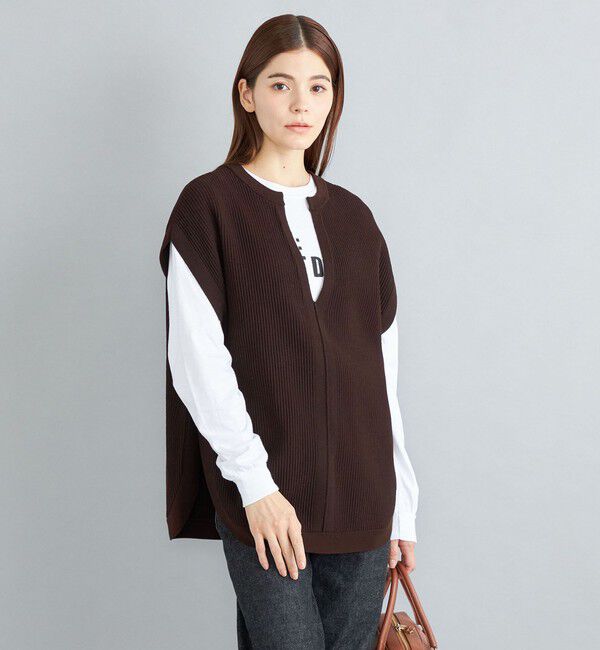 SHIPS for women「〈手洗い可能〉裾ラウンドVネックベスト◇」|ベスト・ジレ|