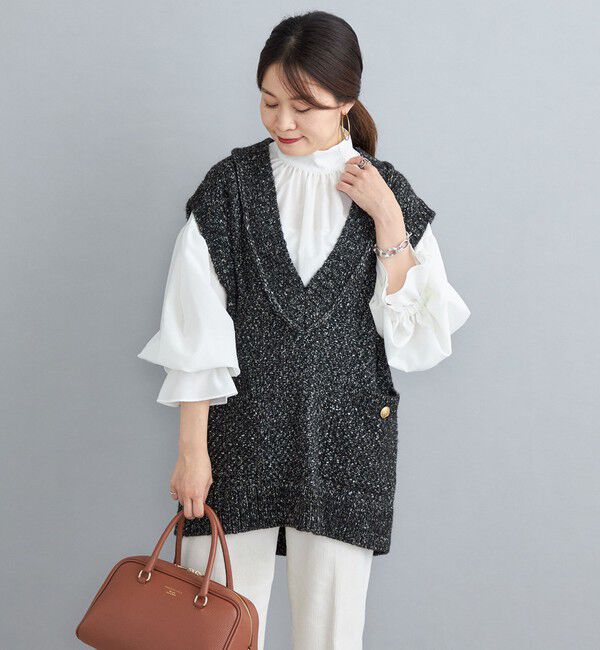 SHIPS for women「〈手洗い可能〉ツイード金ボタンニットベスト◇」|ベスト・ジレ|