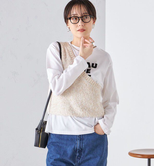 SHIPS for women「〈手洗い可能〉カールヤーン スパンコール ワンショルダー 24SS ◇」|ベスト・ジレ|