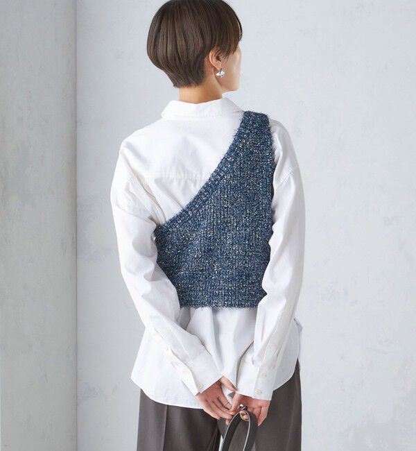 SHIPS for women「〈手洗い可能〉カールヤーン スパンコール ワンショルダー 24SS ◇」|ベスト・ジレ|