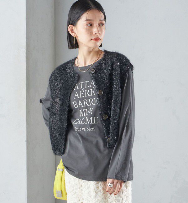 SHIPS for women「*〈手洗い可能〉グリッター ラメ フェザー ベスト 24SS ◇」|ベスト・ジレ|