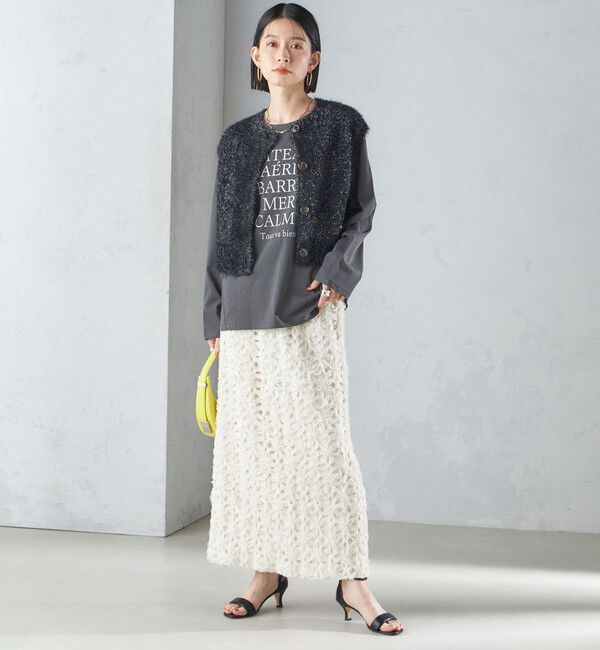 SHIPS for women「*〈手洗い可能〉グリッター ラメ フェザー ベスト 24SS ◇」|ベスト・ジレ|