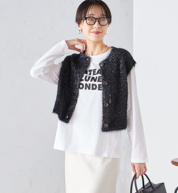SHIPS for women「*〈手洗い可能〉グリッター ラメ フェザー ベスト 24SS ◇」|ベスト・ジレ|