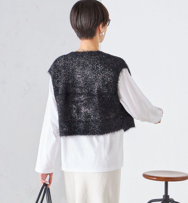 SHIPS for women「*〈手洗い可能〉グリッター ラメ フェザー ベスト 24SS ◇」|ベスト・ジレ|