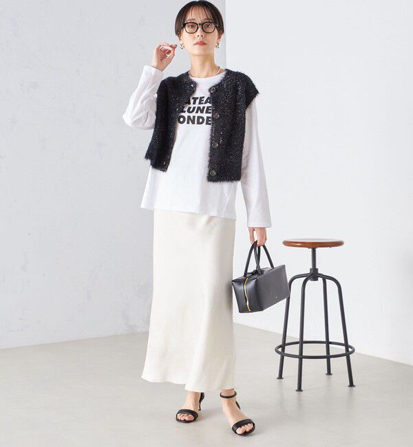 SHIPS for women「*〈手洗い可能〉グリッター ラメ フェザー ベスト 24SS ◇」|ベスト・ジレ|