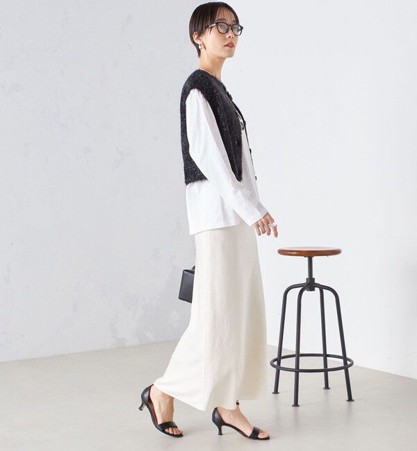 SHIPS for women「*〈手洗い可能〉グリッター ラメ フェザー ベスト 24SS ◇」|ベスト・ジレ|