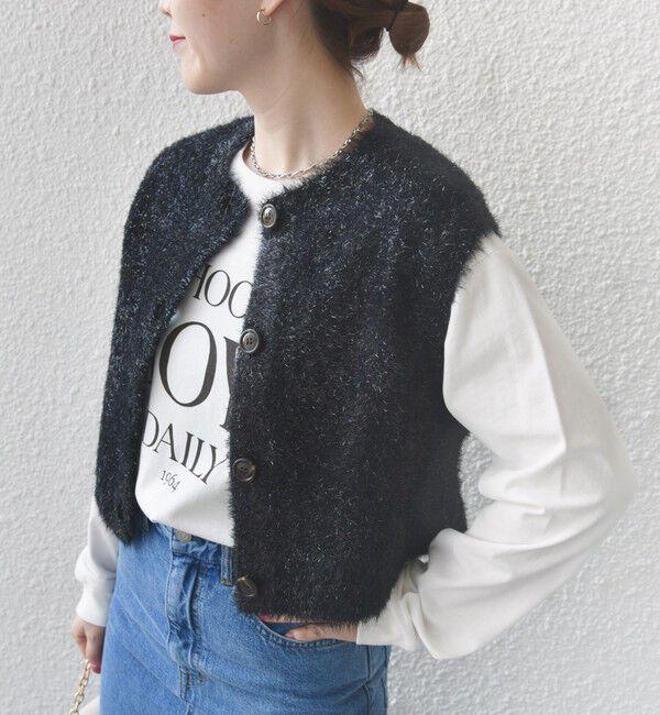 SHIPS for women「*〈手洗い可能〉グリッター ラメ フェザー ベスト 24SS ◇」|ベスト・ジレ|