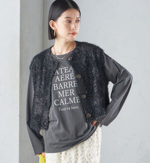 SHIPS for women「*〈手洗い可能〉グリッター ラメ フェザー ベスト 24SS ◇」|ベスト・ジレ|