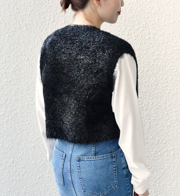 SHIPS for women「*〈手洗い可能〉グリッター ラメ フェザー ベスト 24SS ◇」|ベスト・ジレ|