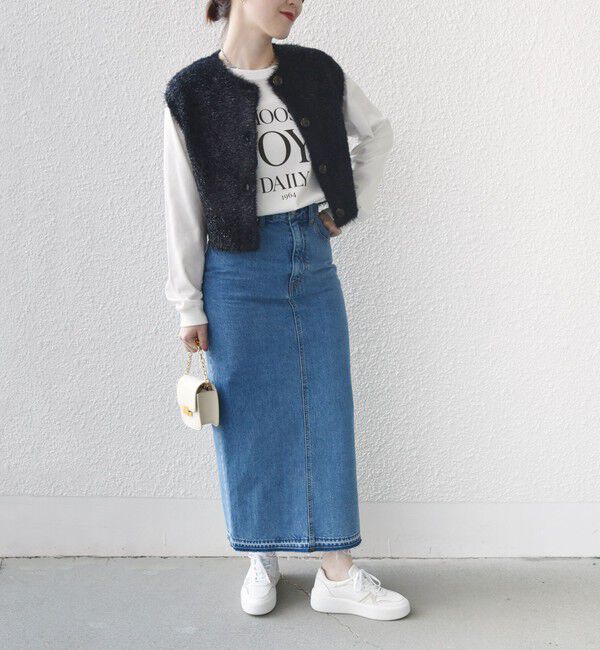 SHIPS for women「*〈手洗い可能〉グリッター ラメ フェザー ベスト 24SS ◇」|ベスト・ジレ|