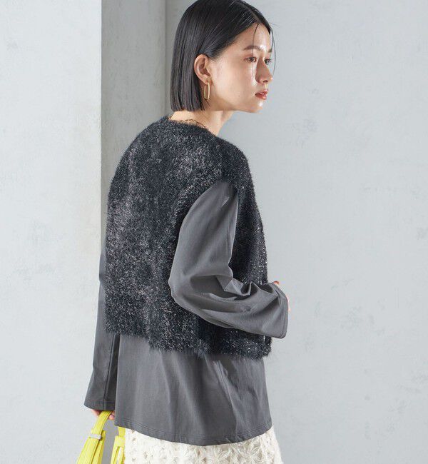 SHIPS for women「*〈手洗い可能〉グリッター ラメ フェザー ベスト 24SS ◇」|ベスト・ジレ|