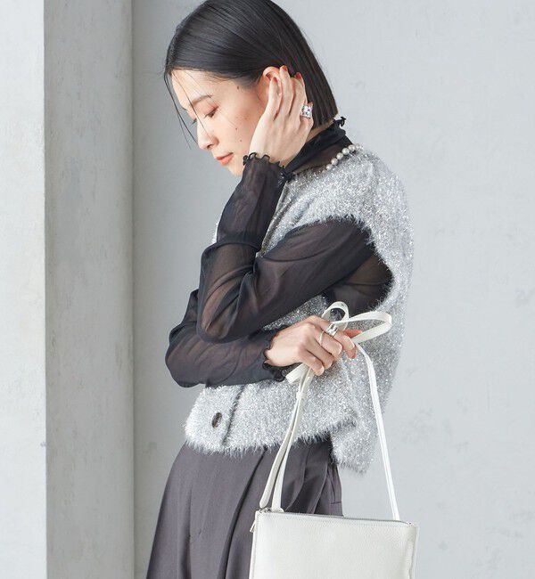 SHIPS for women「*〈手洗い可能〉グリッター ラメ フェザー ベスト 24SS ◇」|ベスト・ジレ|