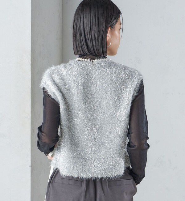 SHIPS for women「*〈手洗い可能〉グリッター ラメ フェザー ベスト 24SS ◇」|ベスト・ジレ|