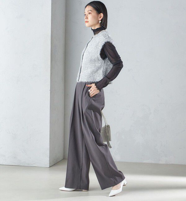 SHIPS for women「*〈手洗い可能〉グリッター ラメ フェザー ベスト 24SS ◇」|ベスト・ジレ|