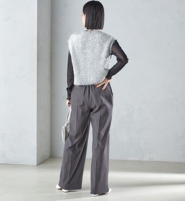 SHIPS for women「*〈手洗い可能〉グリッター ラメ フェザー ベスト 24SS ◇」|ベスト・ジレ|