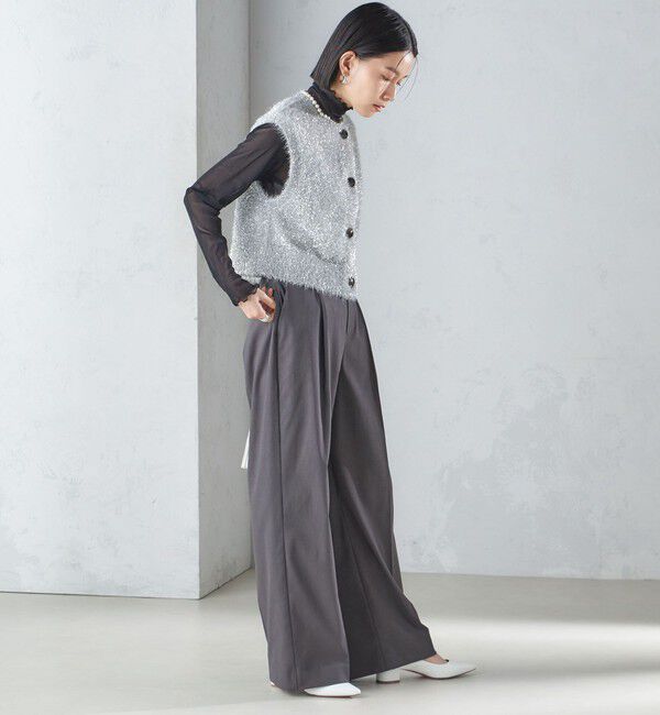 SHIPS for women「*〈手洗い可能〉グリッター ラメ フェザー ベスト 24SS ◇」|ベスト・ジレ|