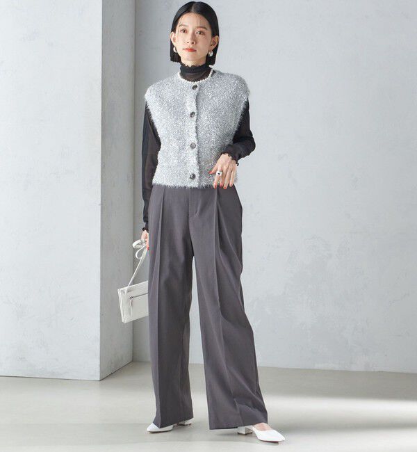 SHIPS for women「*〈手洗い可能〉グリッター ラメ フェザー ベスト 24SS ◇」|ベスト・ジレ|