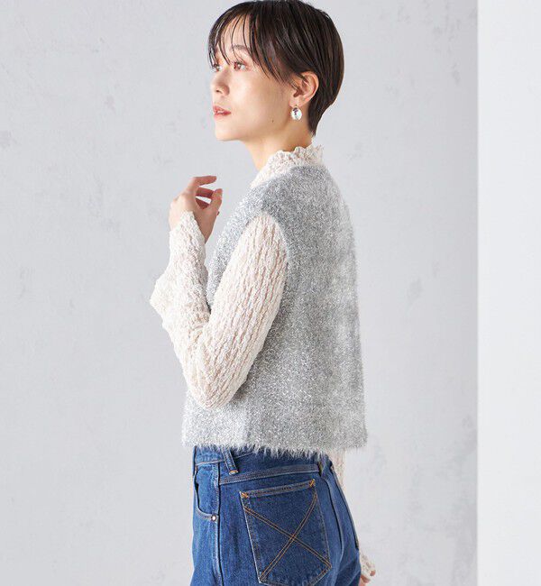 SHIPS for women「*〈手洗い可能〉グリッター ラメ フェザー ベスト 24SS ◇」|ベスト・ジレ|