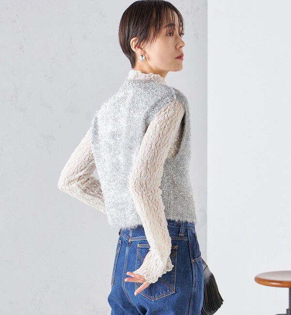 SHIPS for women「*〈手洗い可能〉グリッター ラメ フェザー ベスト 24SS ◇」|ベスト・ジレ|