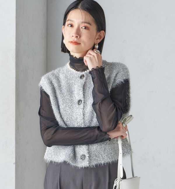 SHIPS for women「*〈手洗い可能〉グリッター ラメ フェザー ベスト 24SS ◇」|ベスト・ジレ|
