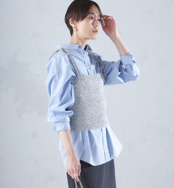 SHIPS for women「〈手洗い可能〉グリッター ラメ ビスチェ 24SS ◇」|ベスト・ジレ|