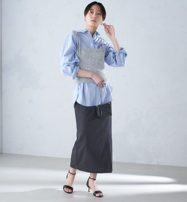 SHIPS for women「〈手洗い可能〉グリッター ラメ ビスチェ 24SS ◇」|ベスト・ジレ|