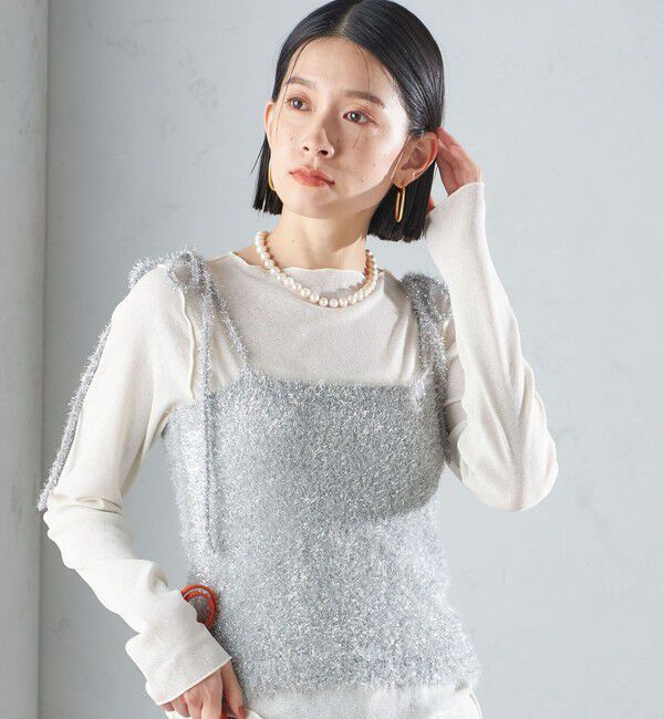 SHIPS for women「〈手洗い可能〉グリッター ラメ ビスチェ 24SS ◇」|ベスト・ジレ|