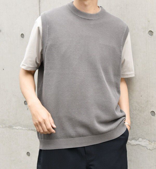 SHIPS any「SHIPS any: 〈洗濯機可能〉シアー ニット クルーネック プルオーバー ベスト◇」|ベスト・ジレ|チャコールグレー
