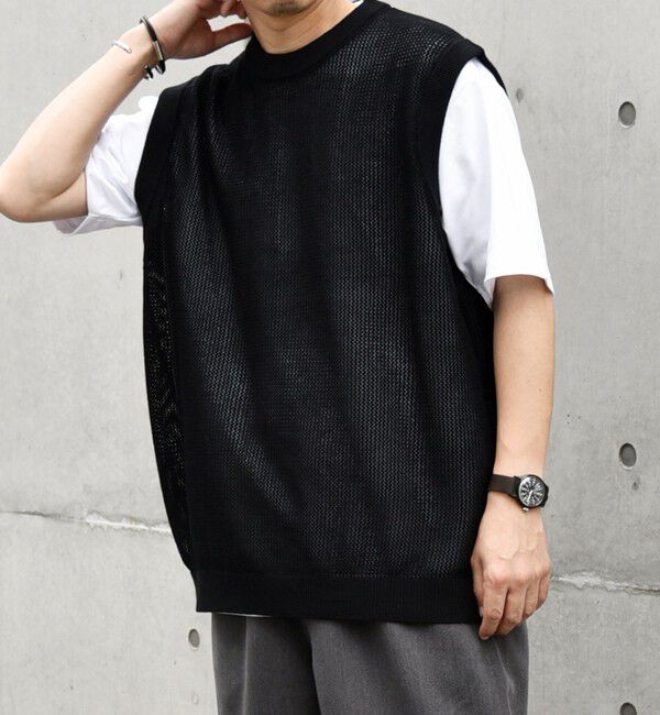 SHIPS any「SHIPS any: 〈洗濯機可能〉シアー ニット クルーネック プルオーバー ベスト◇」|ベスト・ジレ|