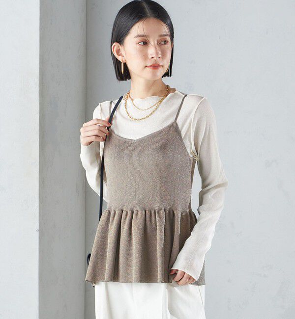 SHIPS for women「*〈手洗い可能〉ラメ ペプラム キャミソール 24SS ◇」|ベスト・ジレ|