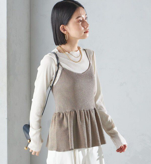 SHIPS for women「*〈手洗い可能〉ラメ ペプラム キャミソール 24SS ◇」|ベスト・ジレ|