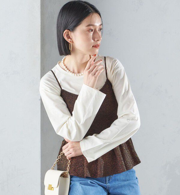 SHIPS for women「*〈手洗い可能〉ラメ ペプラム キャミソール 24SS ◇」|ベスト・ジレ|