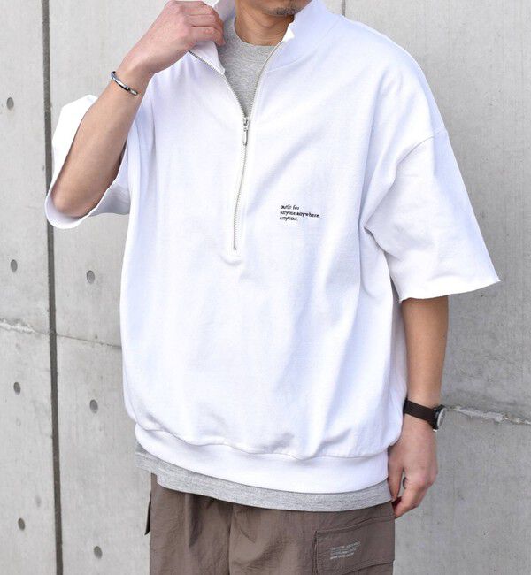 SHIPS any「SHIPS any: COTTON USA ワンポイント ロゴ ハーフジップ Tシャツ◇」|Tシャツ・カットソー|