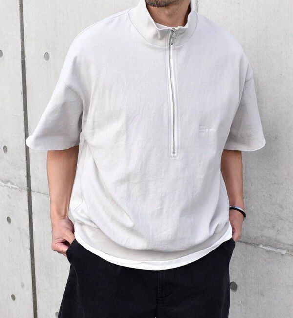 SHIPS any「SHIPS any: COTTON USA ワンポイント ロゴ ハーフジップ Tシャツ◇」|Tシャツ・カットソー|