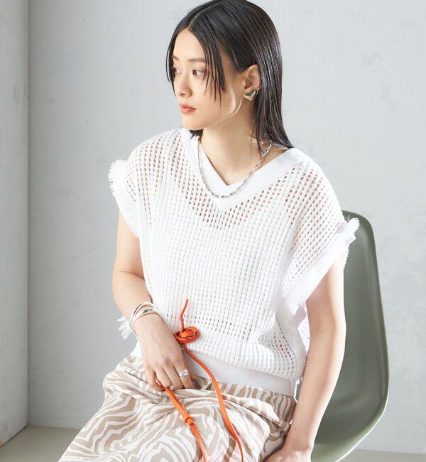 SHIPS for women「〈手洗い可能〉メッシュ 編み 前後 ２WAY ニット ベスト ◇」|ベスト・ジレ|