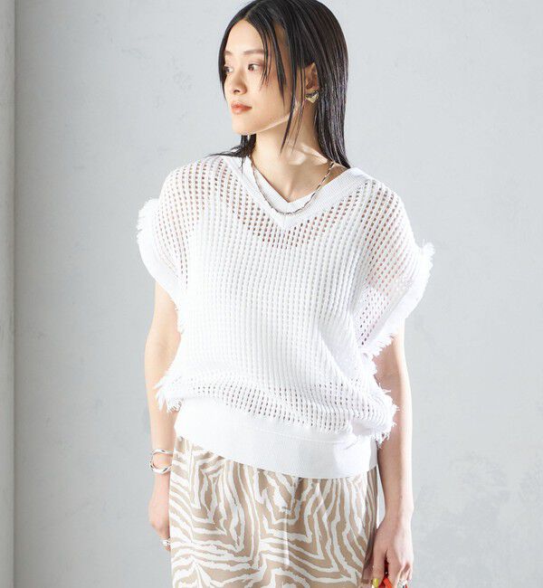 SHIPS for women「〈手洗い可能〉メッシュ 編み 前後 ２WAY ニット ベスト ◇」|ベスト・ジレ|