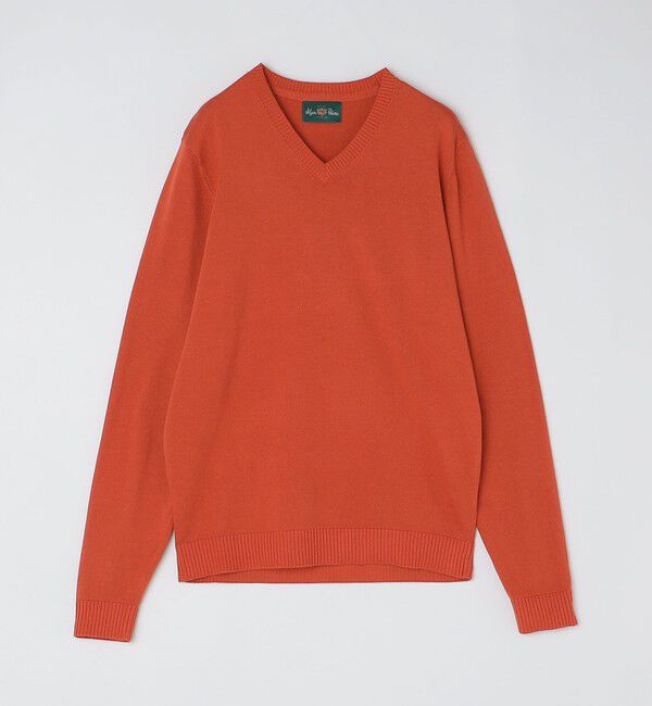SHIPS「ALANPAINE: 14ゲージ コットン Vネック ニット」|ニット・セーター|オレンジ