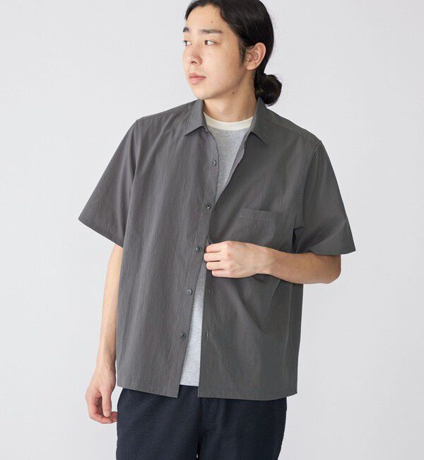 SHIPS「SHIPS:〈吸水速乾〉Micro Dot Air(R) レギュラーカラー ショートスリーブ シャツ」|シャツ・ブラウス|チャコールグレー