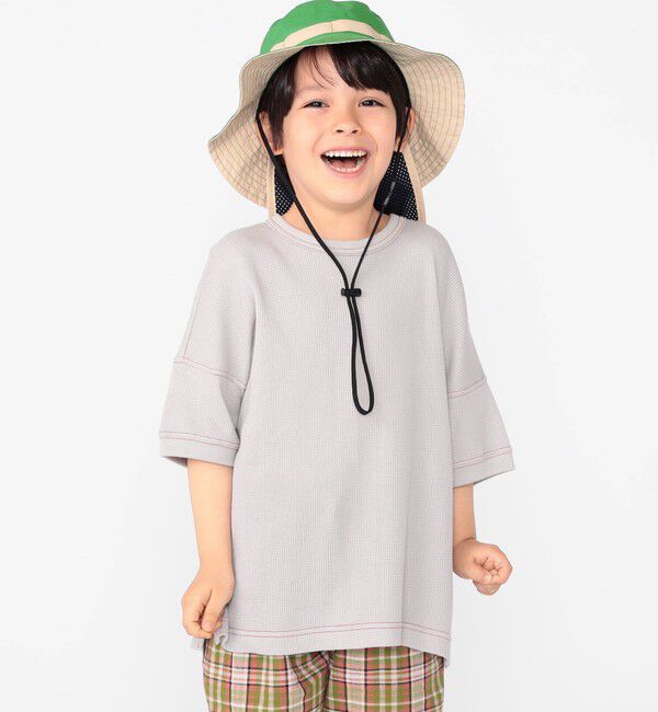 SHIPS KIDS「THYARD:100～125cm / ワッフル 半袖 TEE」|Tシャツ・カットソー|グレー