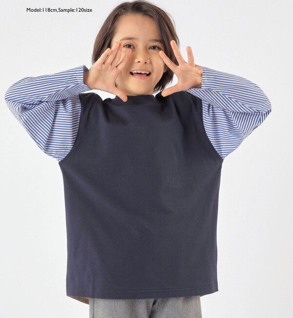 SHIPS KIDS「SHIPS KIDS:100～130cm / パターン 切替 長袖 TEE」|Tシャツ・カットソー|