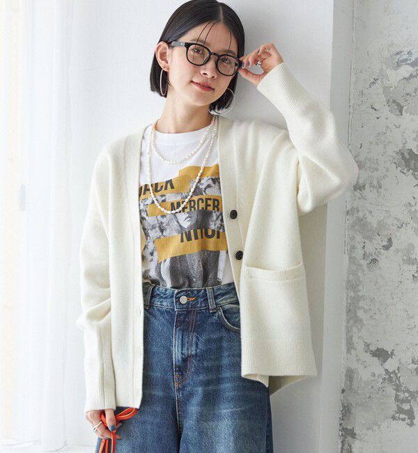 SHIPS for women「〈手洗い可能〉7G ウール カシミヤ Vネック カーディガン」|カーディガン|