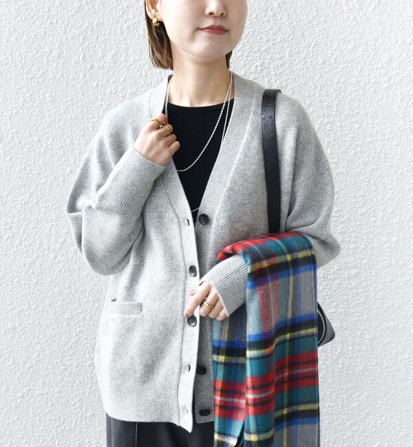 SHIPS for women「〈手洗い可能〉7G ウール カシミヤ Vネック カーディガン」|カーディガン|グレー系