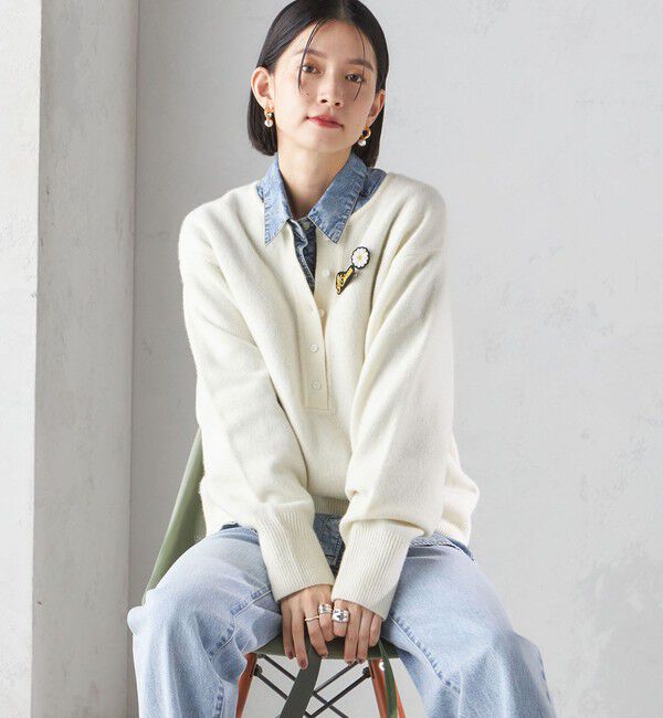 SHIPS for women「〈手洗い可能〉7G ウール カシミヤ ヘンリーネック 2WAY プルオーバー」|ニット・セーター|