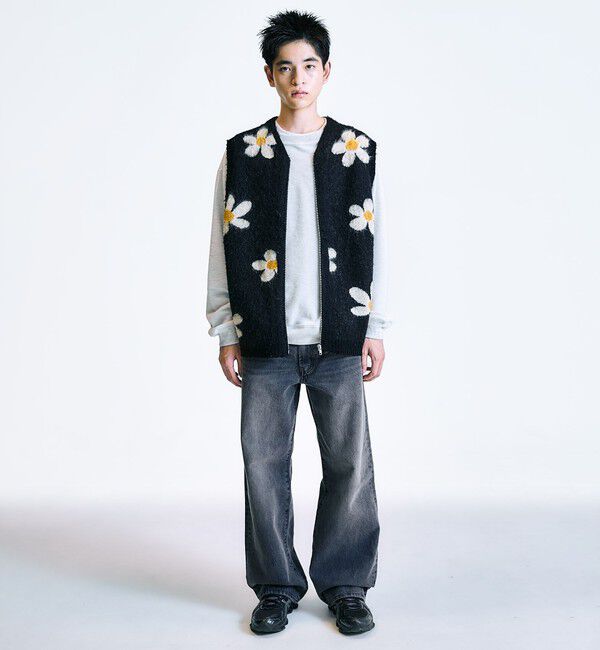 SHIPS「TOWNCRAFT:〈手洗い可能〉ヴィンテージ パターン 総柄 シャギー ニット ベスト」|ベスト・ジレ|