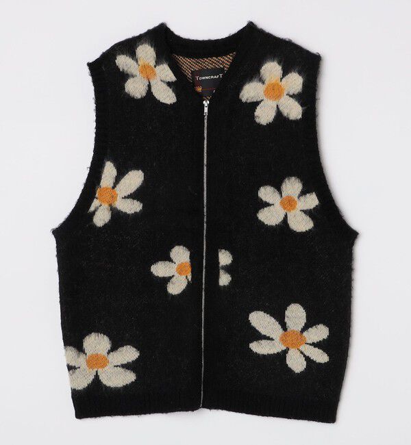 SHIPS「TOWNCRAFT:〈手洗い可能〉ヴィンテージ パターン 総柄 シャギー ニット ベスト」|ベスト・ジレ|