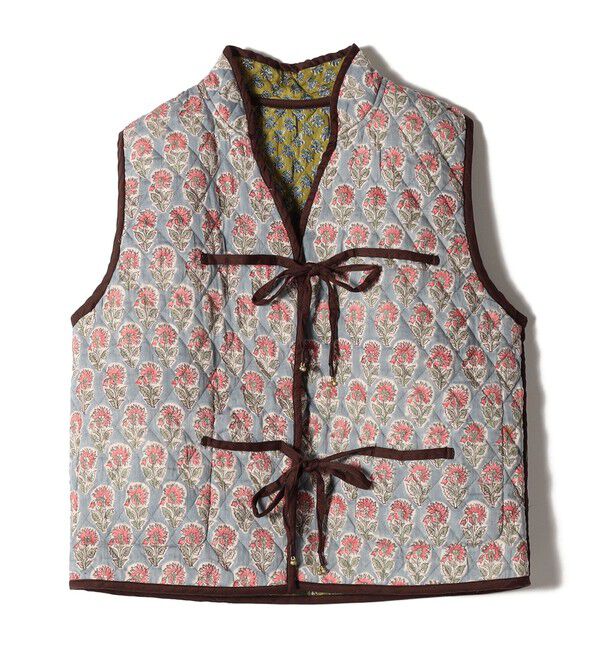 SHIPS for women「Soi-e:〈手洗い可能〉プリント キルティング リバース ベスト」|ベスト・ジレ|