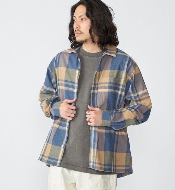 SHIPS「SHIPS: コットン シルク ビッグチェック スクエアカット ウィークエンド シャツ」|シャツ・ブラウス|