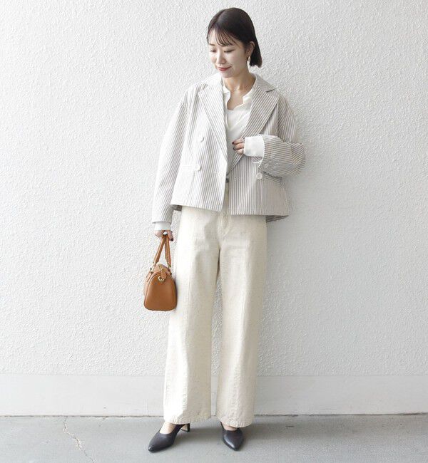 SHIPS any「SHIPS any:〈洗濯機可能〉ヒッコリー ショート テーラード ジャケット」|テーラードジャケット|