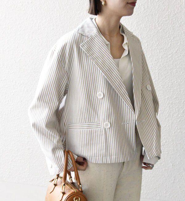 SHIPS any「SHIPS any:〈洗濯機可能〉ヒッコリー ショート テーラード ジャケット」|テーラードジャケット|